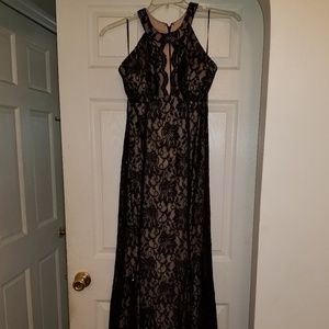 Nightway Black Lace Evening Gown
